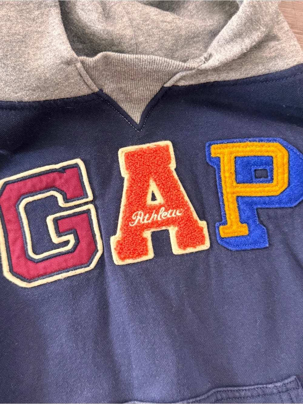 GAP Kids Navy, Maroon & Gray Colorblock Hoodie